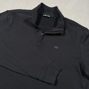 Travis Mathew Sweatshirt Mens 2XL Black 1/4 Zip Fleece Pullover Empower Trading